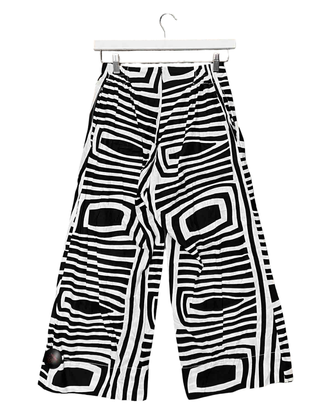 Size S | Yevu Black/White Geometric Cotton Pants