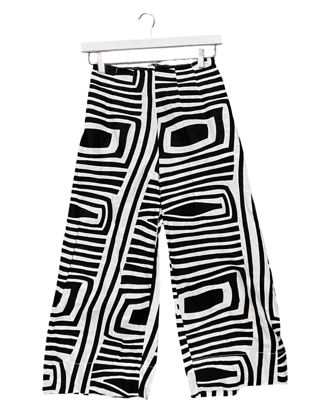 Size S | Yevu Black/White Geometric Cotton Pants