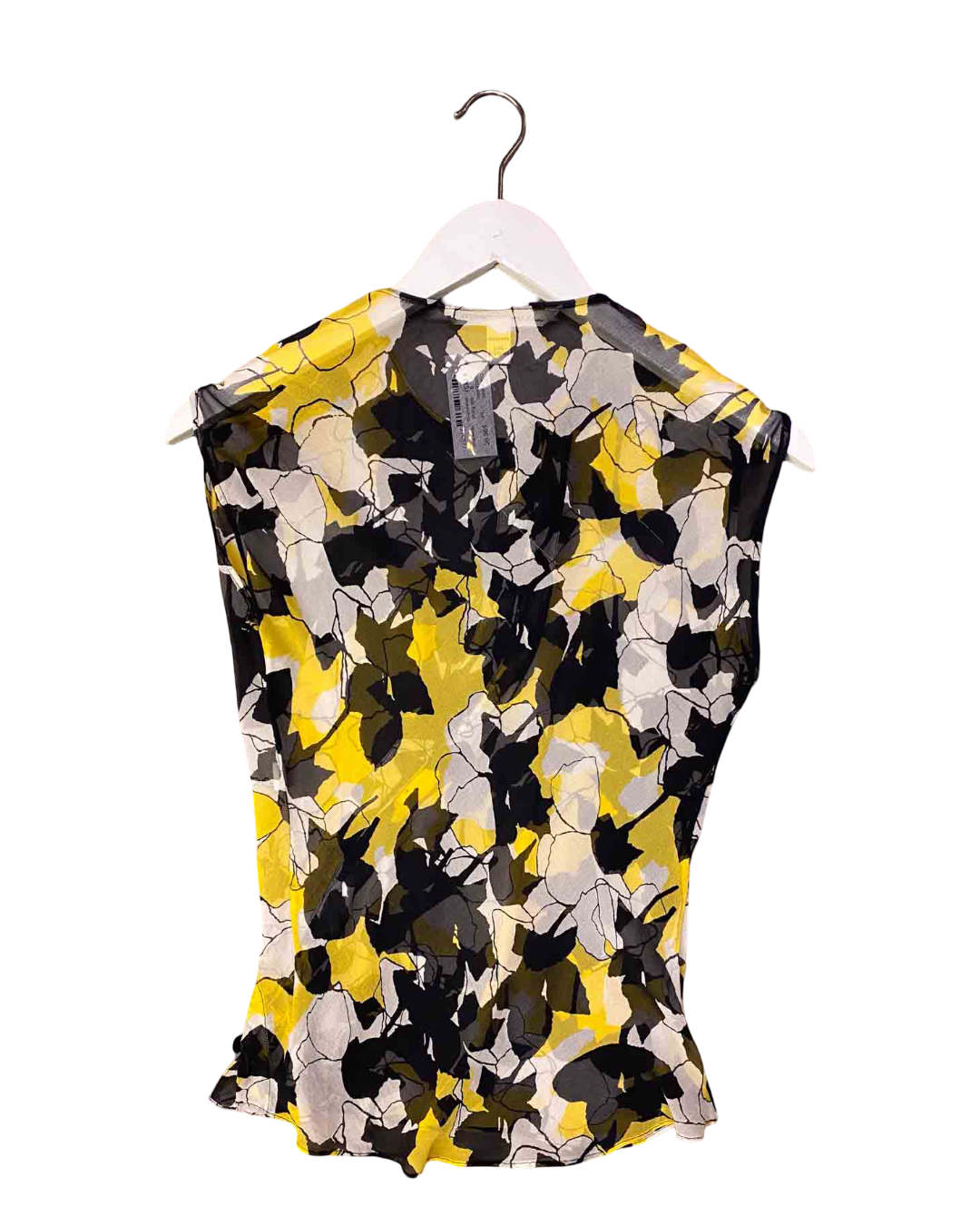 Size XS | Diane von Furstenberg Yellow and Black Silk Floral Blouse