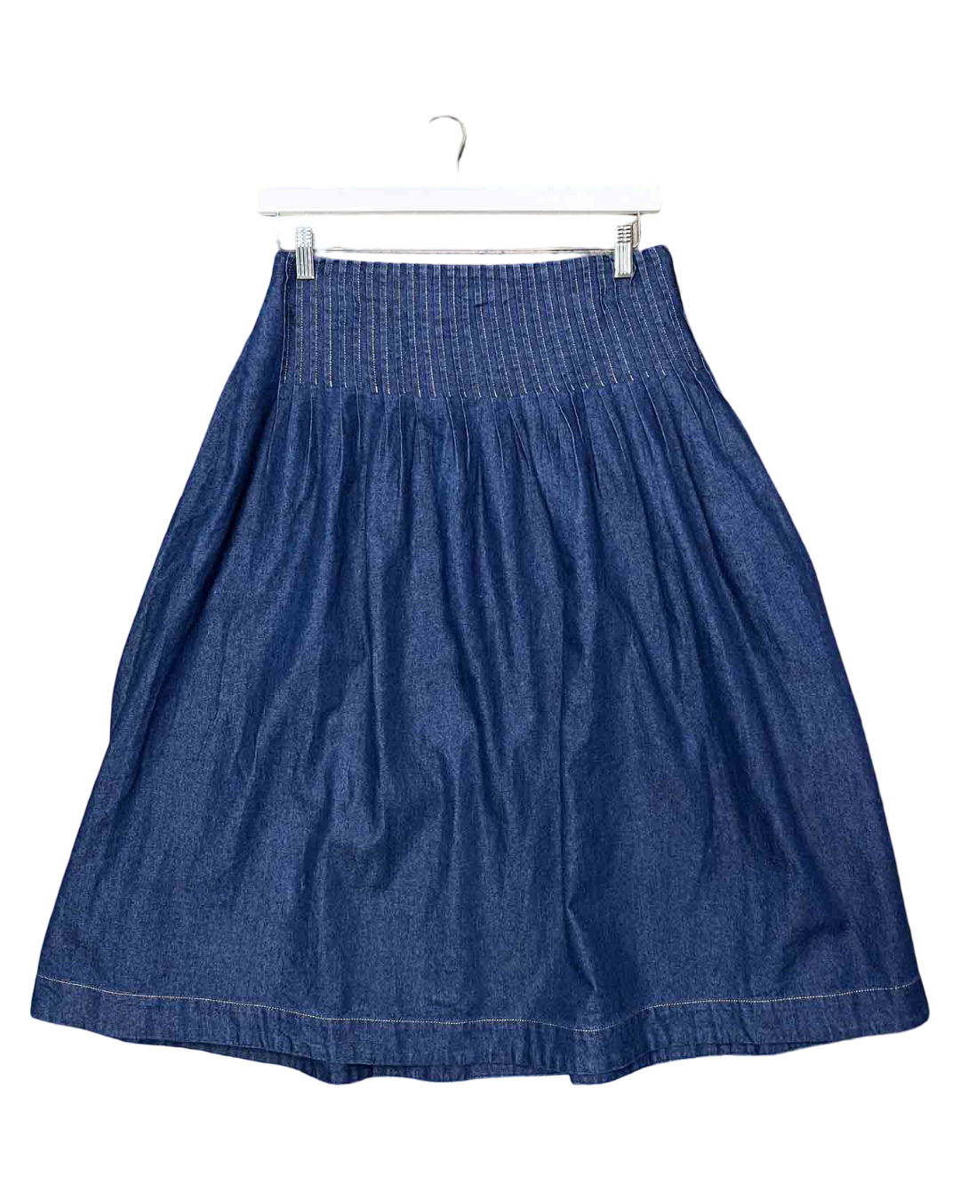 Size 10 (M) | Gorman Pleated Denim Midi Skirt