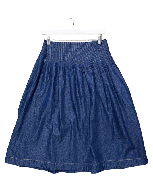 Size 10 (M) | Gorman Pleated Denim Midi Skirt