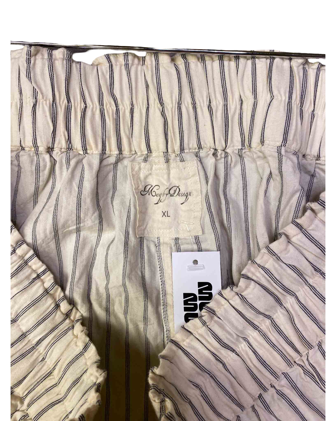 Size XL | Meg by Design Cream Stripe Wide Leg Pants