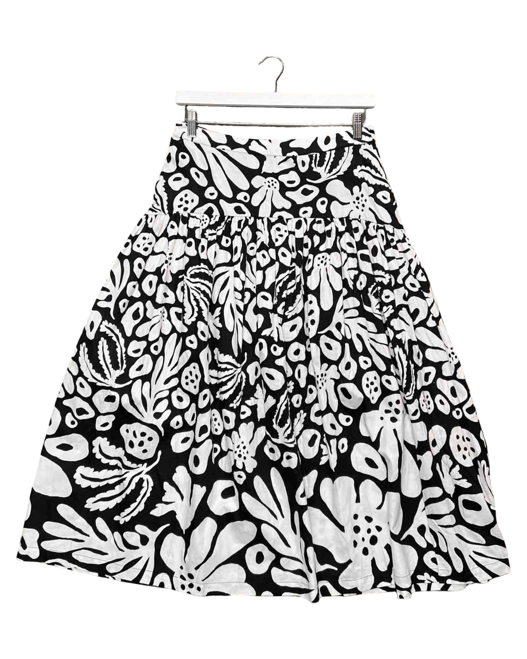 Size 10 (M) | Gorman Black/White Organic Cotton Leaf Skirt
