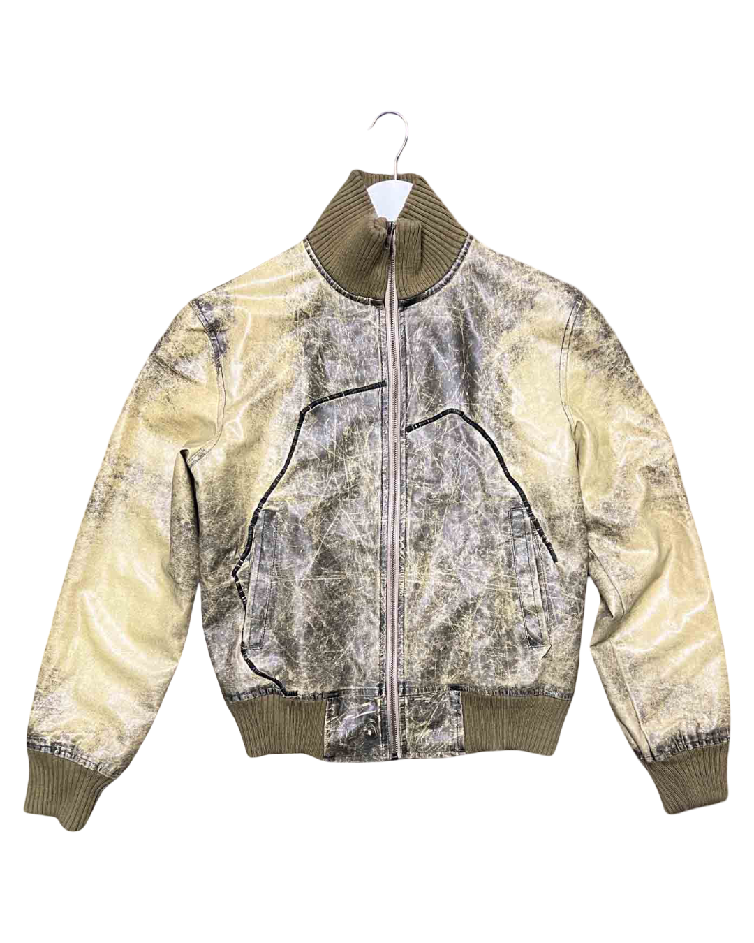 Size M | Fitswell vint. Stone Pleather Bomber Jacket
