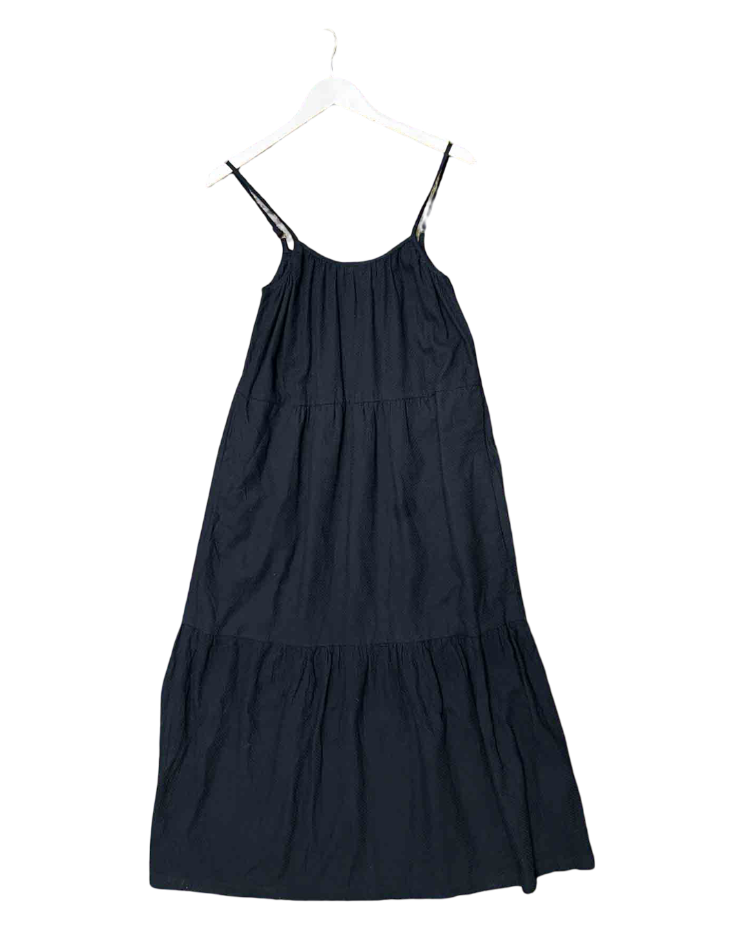 Size 6 | Handsom Tiered Navy Cotton Midi Dress