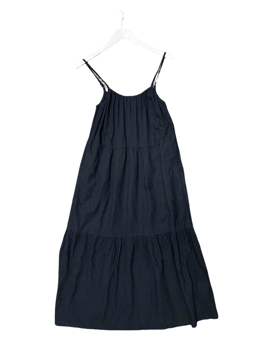 Size 6 | Handsom Tiered Navy Cotton Midi Dress