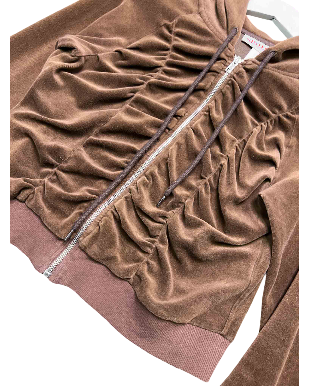 Size 10 (M) | Sister Studios Brown Velour Zip-Up Jumper