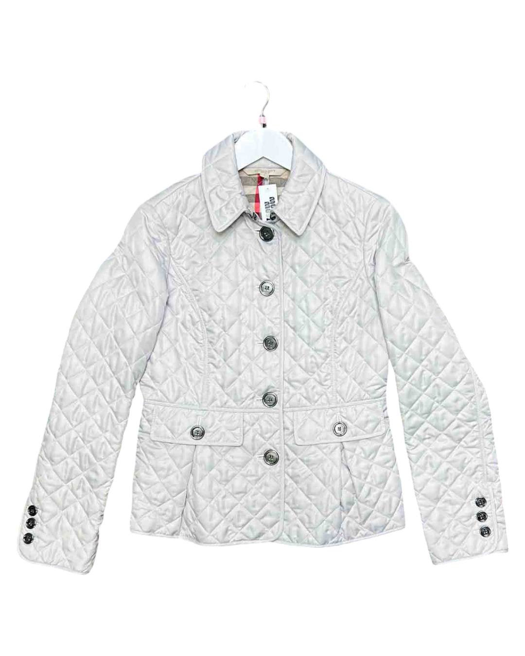 Size S | Burberry Grey Fitted Quilted Jacket