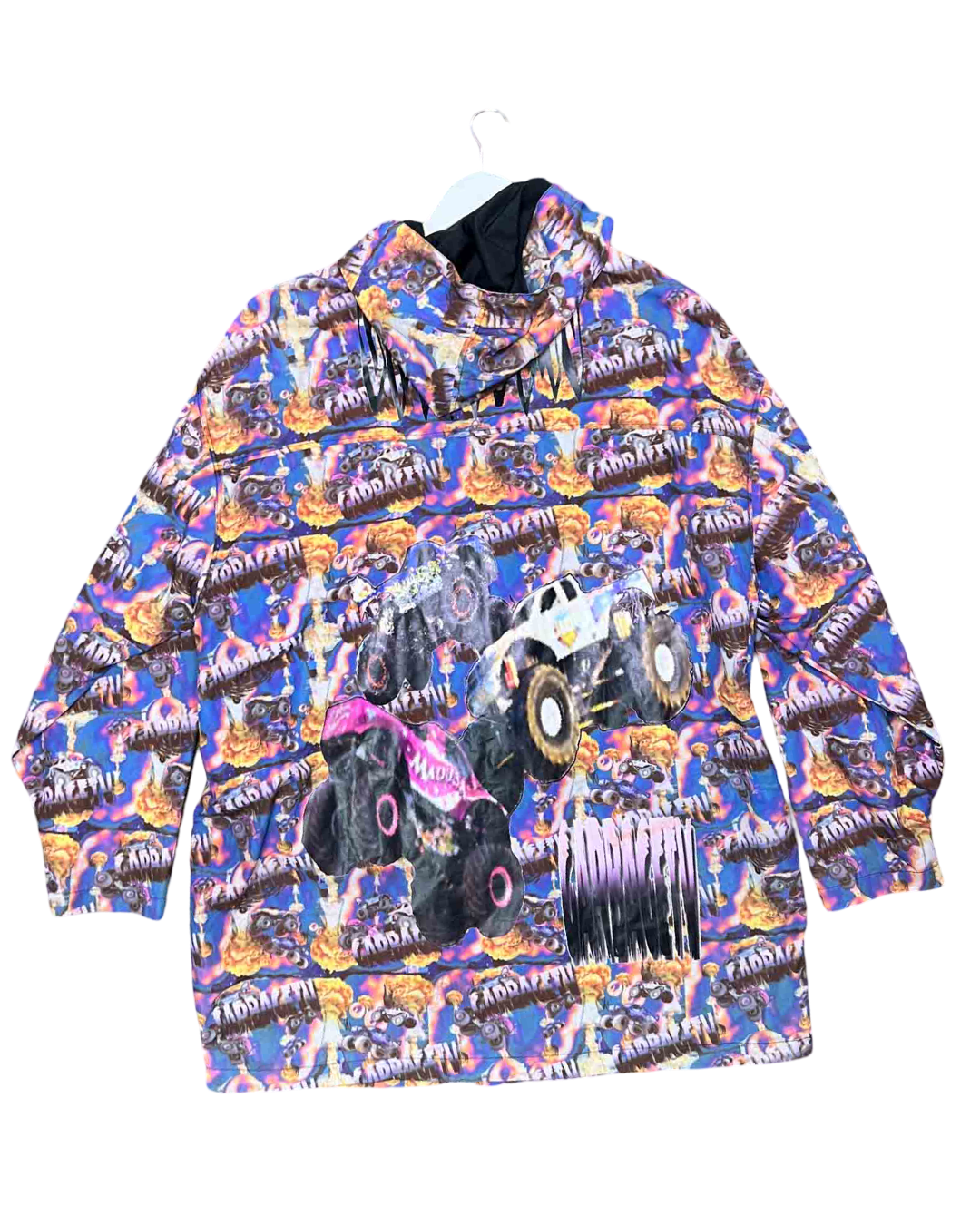 Size XL | Garbage TV Smash It Monster Print Anorak Coat