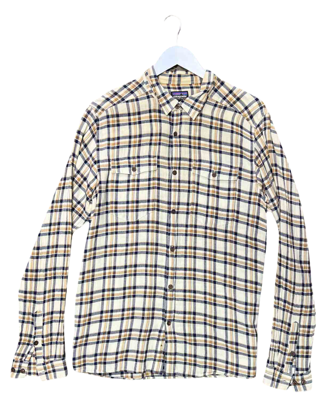 Size M | Patagonia Beige/Navy Plaid Shirt
