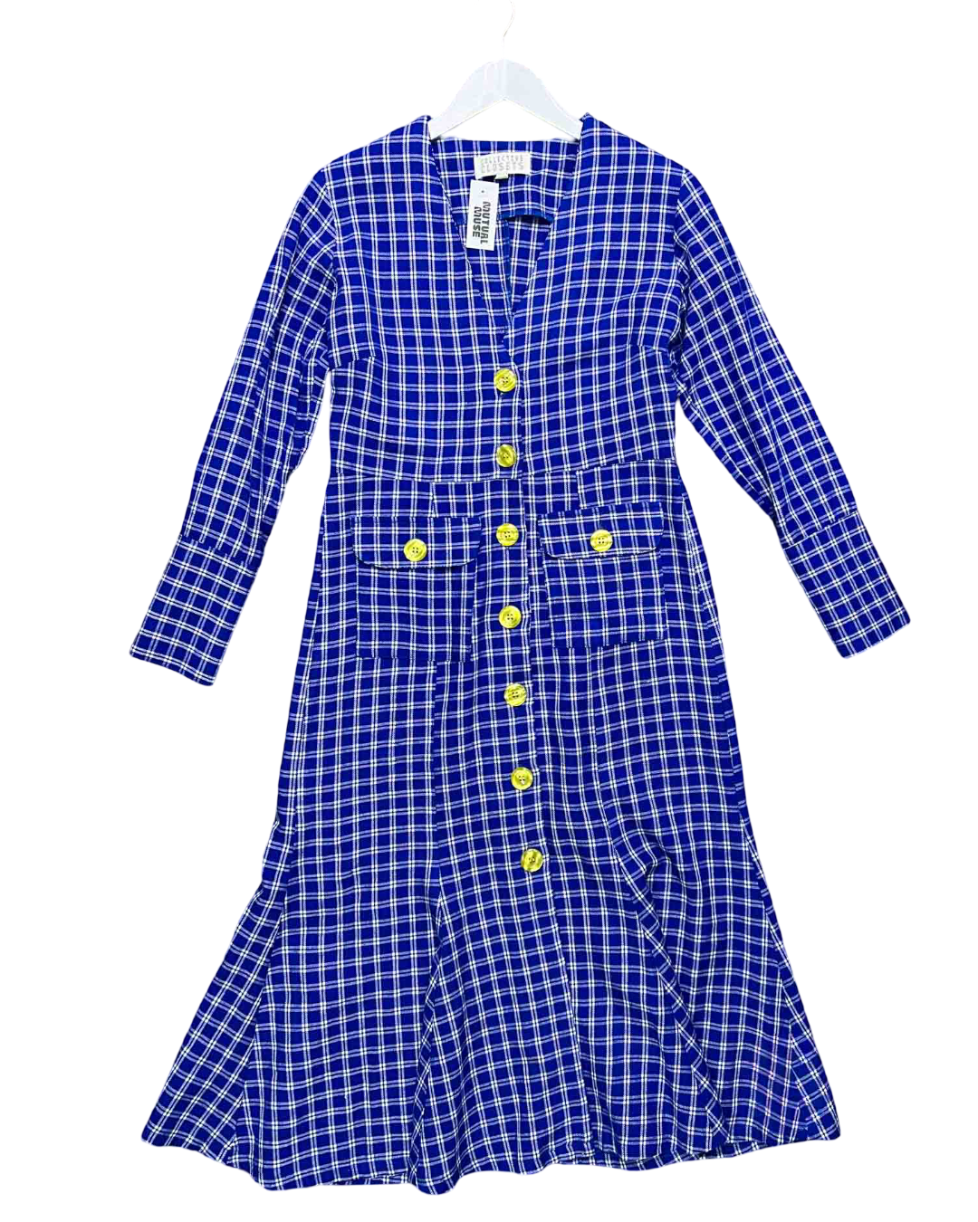 Size S | Collective Closets Blue Plaid Midi Dress