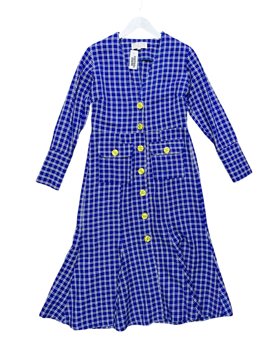 Size S | Collective Closets Blue Plaid Midi Dress