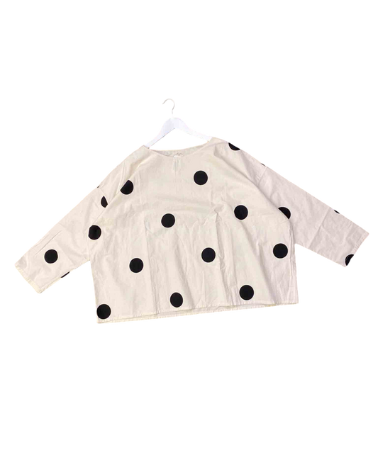 Size L | Meg by Design Cream Polka Dot Top