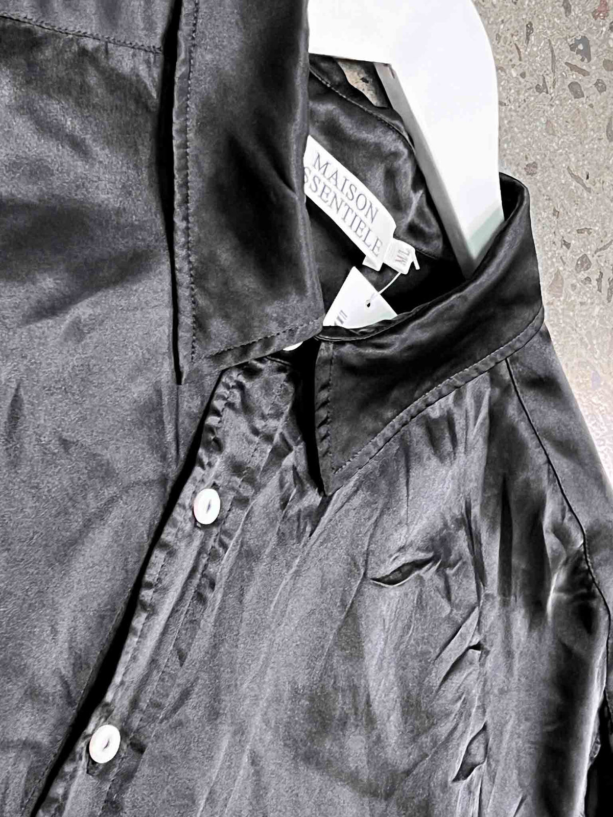 Size M/L | Maison Essentiele Black Silk Shirt