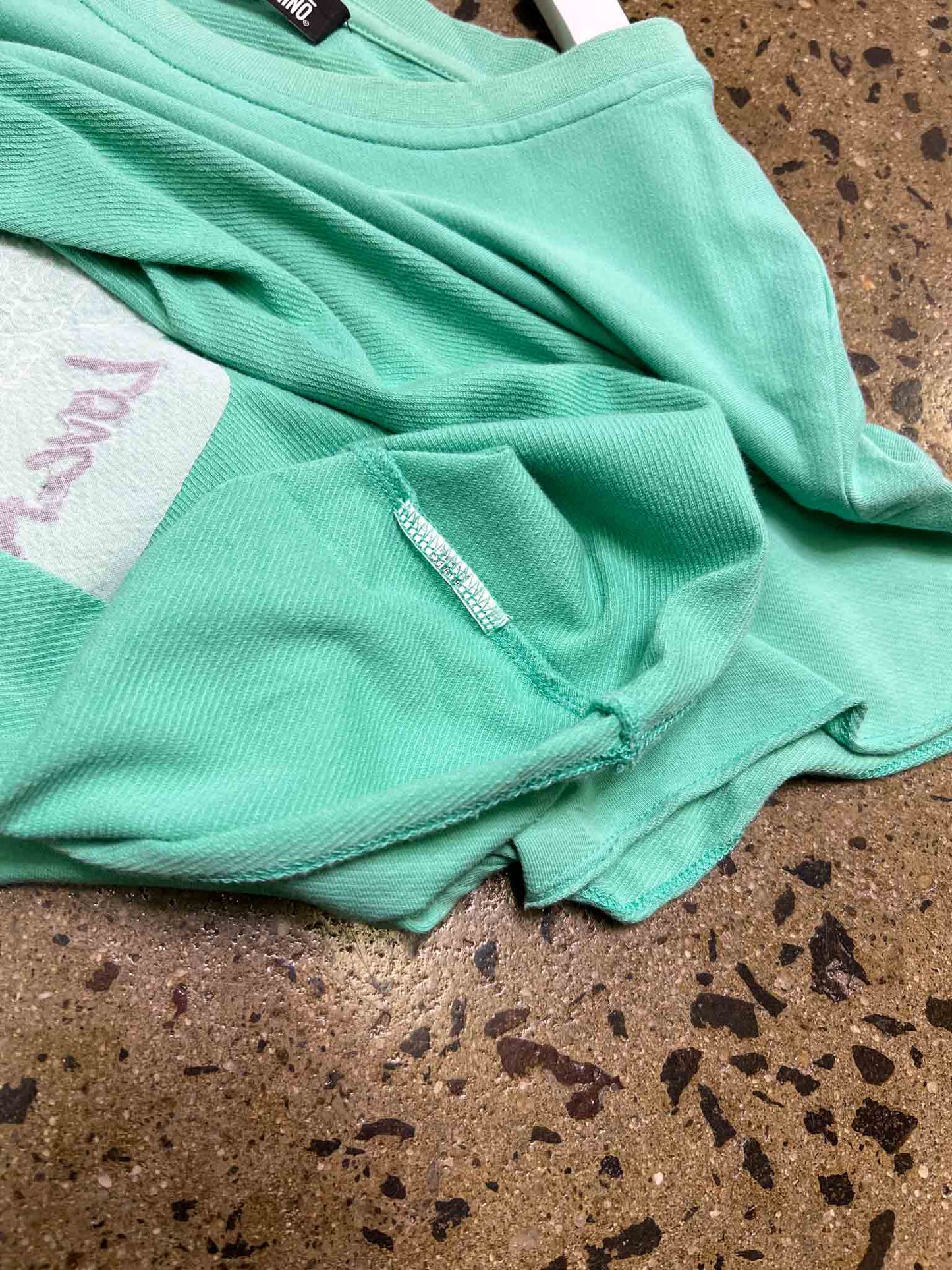 Size M | Love Moschino Mint Green Cotton Sequin T-shirt