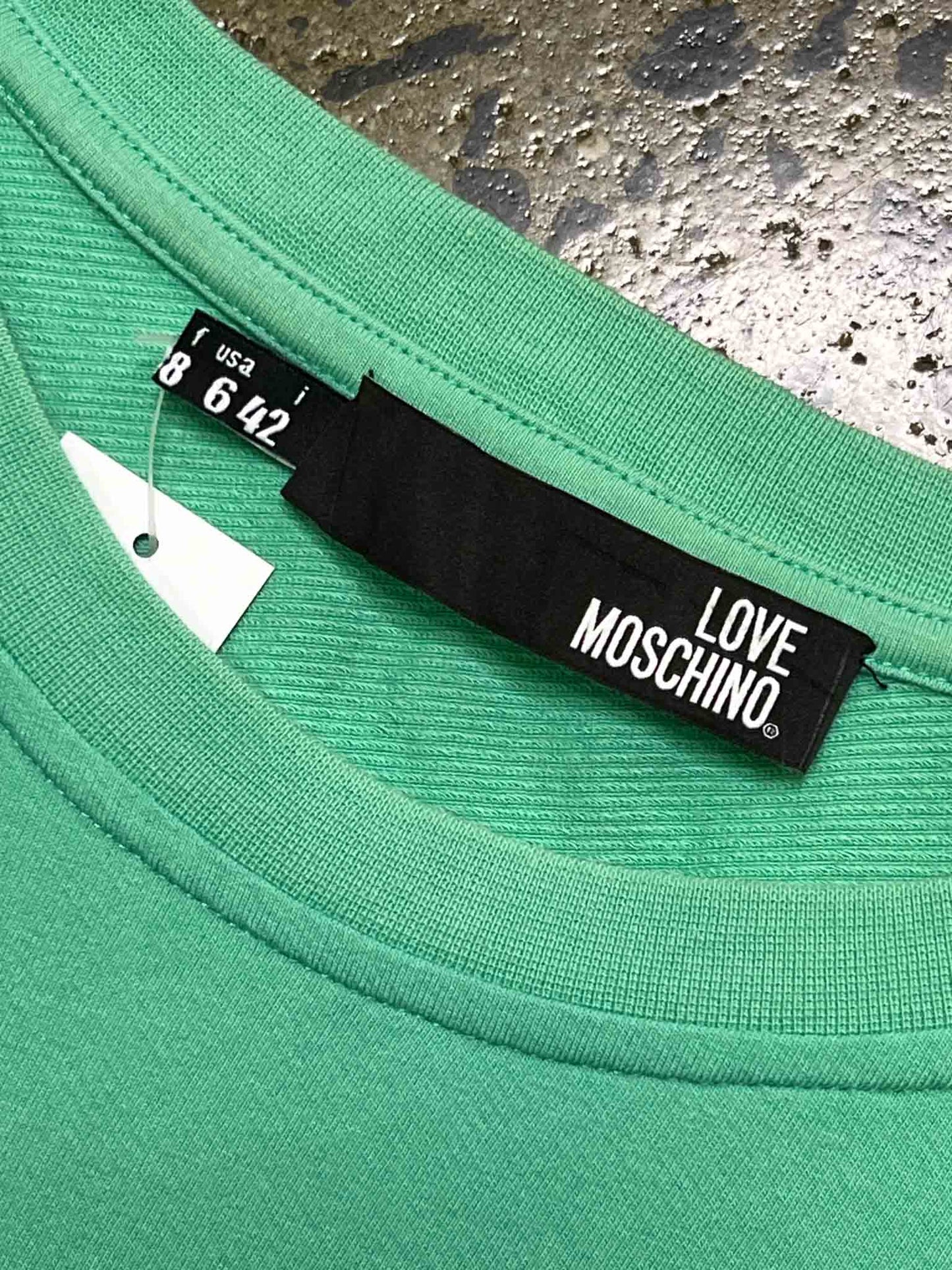 Size M | Love Moschino Mint Green Cotton Sequin T-shirt