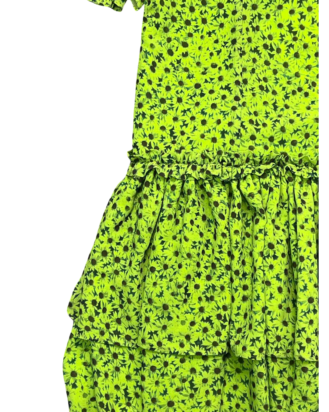 Size M | Ganni Chiffon Mini Lime Green Dress With Tags