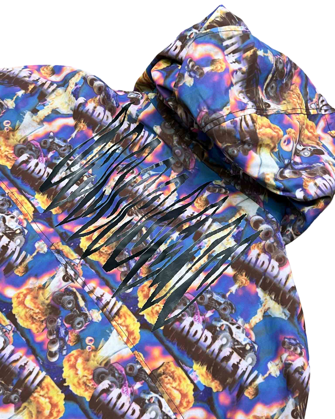 Size XL | Garbage TV Smash It Monster Print Anorak Coat