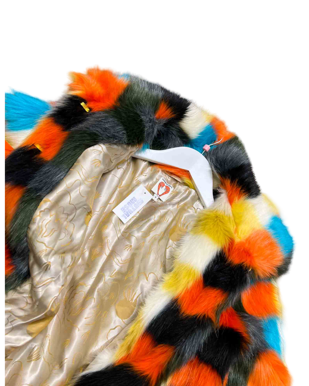 Size 8 | Shrimps "Little Star" Check Faux Fur Coat