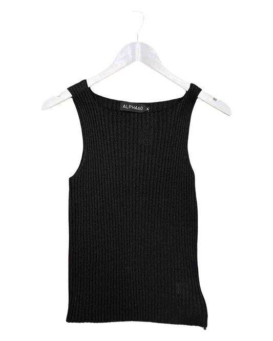 Size M | Alpha60 Black Ribbed Tank Top
