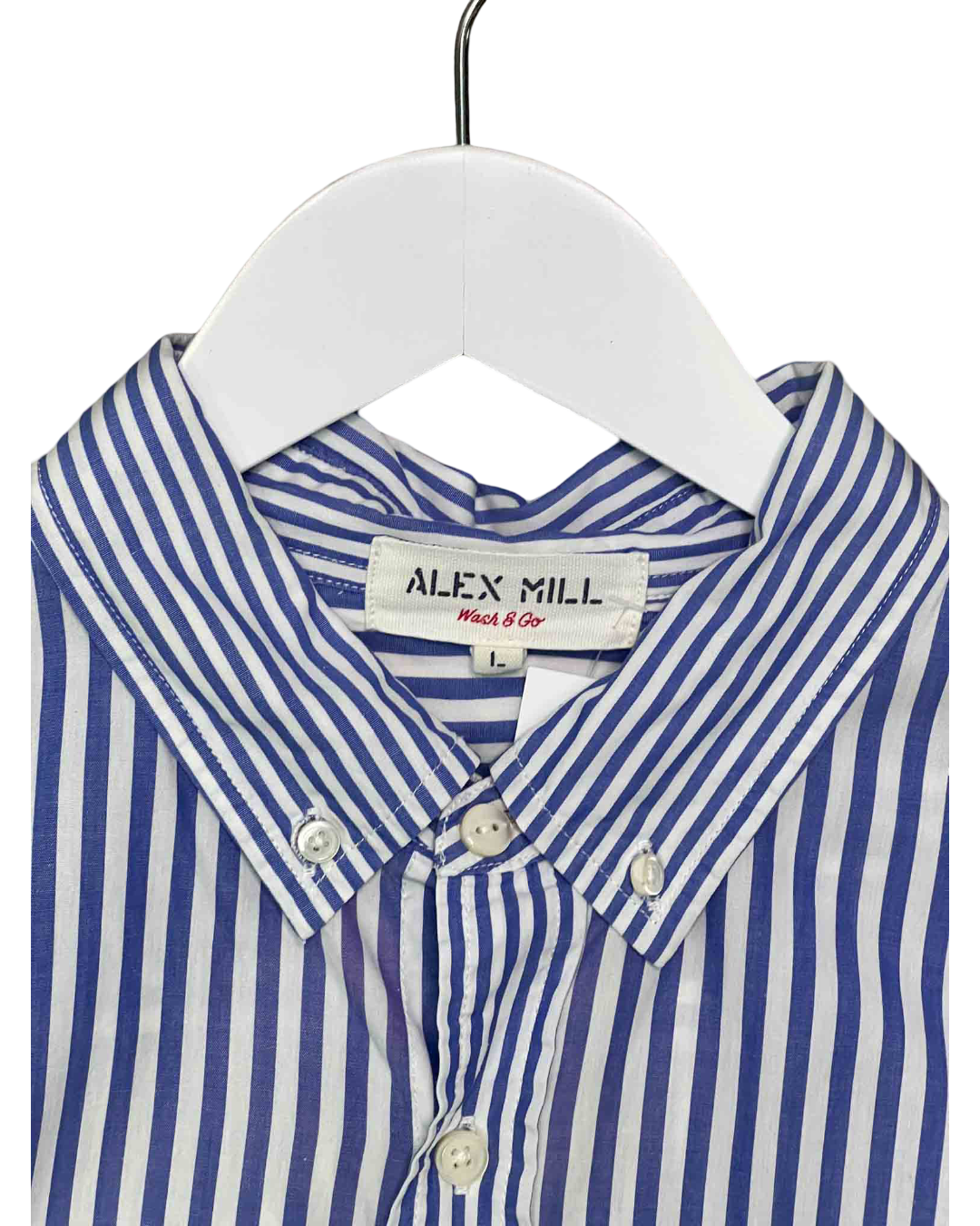 Size L | Alex Mill White and Blue Striped Shirt
