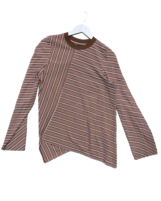 Szie L | Alpha60 Brown/Blue Striped Asymmetric Top