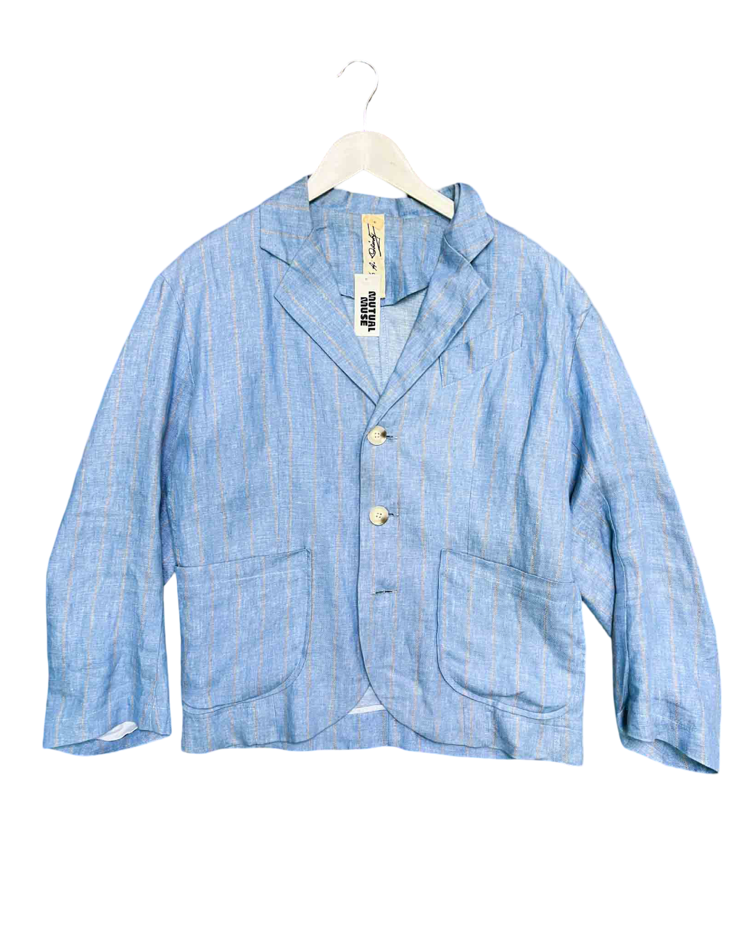 Size 8 | M.A Dainty Baby Blue Pinstripe Linen Casual Blazer