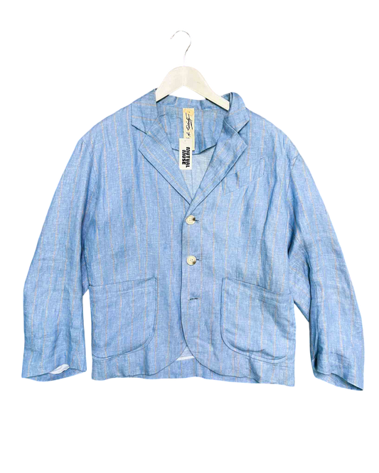 Size 8 | M.A Dainty Baby Blue Pinstripe Linen Casual Blazer