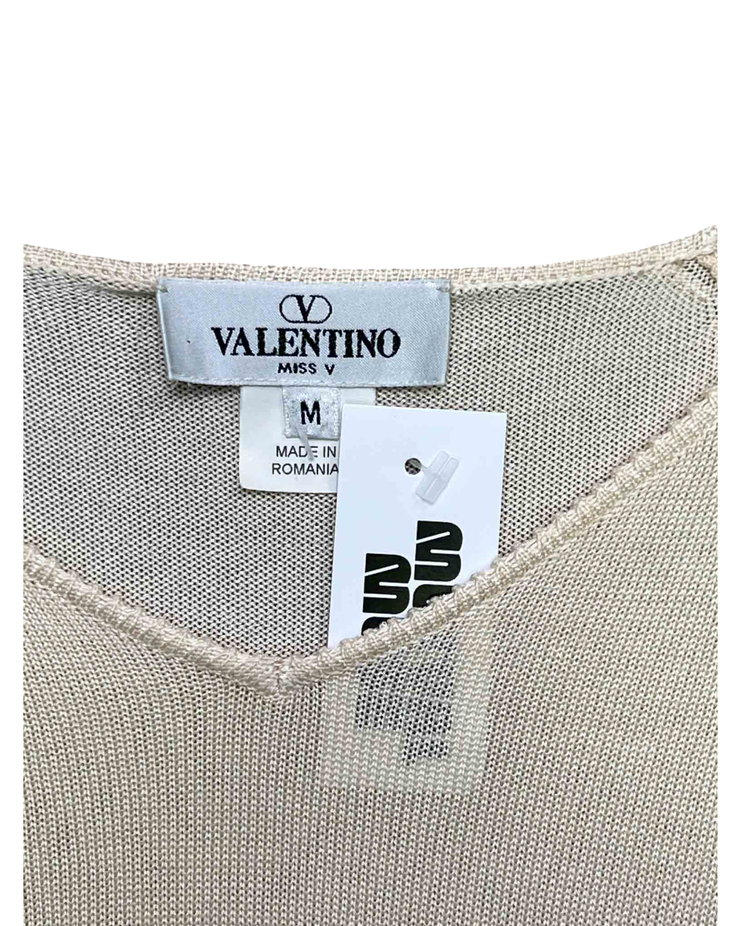 Size M | Valentino Miss V Cream Silk Knitted Top
