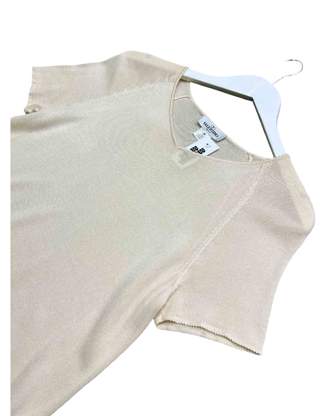 Size M | Valentino Miss V Cream Silk Knitted Top