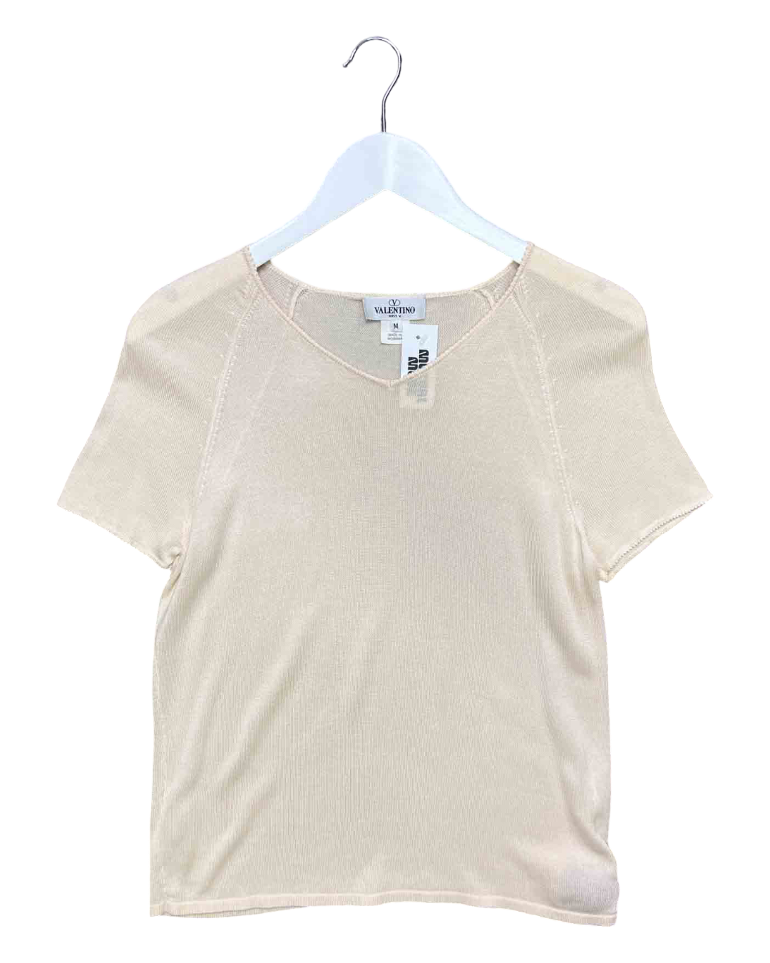 Size M | Valentino Miss V Cream Silk Knitted Top