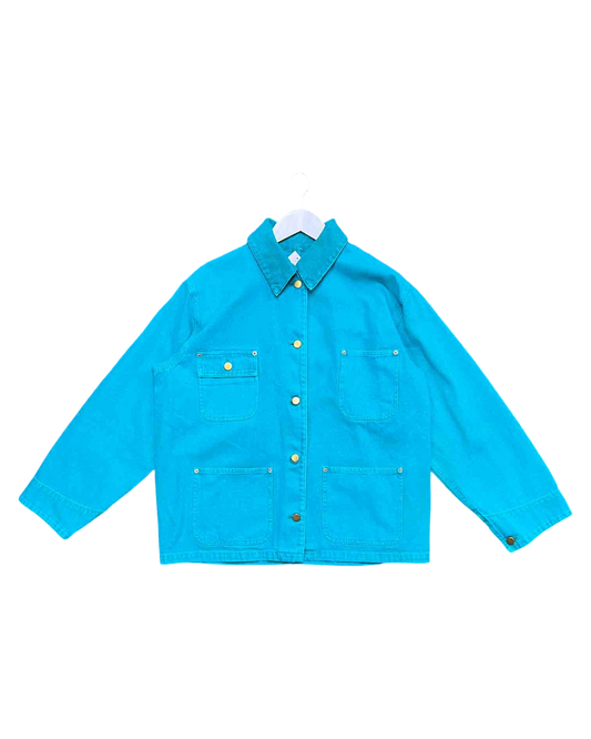 Size M/L | Ruan Teal Cotton Canvas Chore Jacket