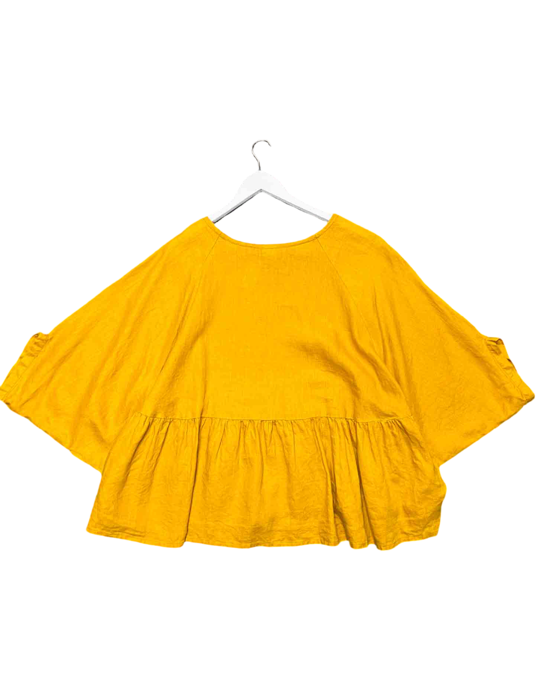 Size OS | Penelope Durston Yellow Linen Peplum Top