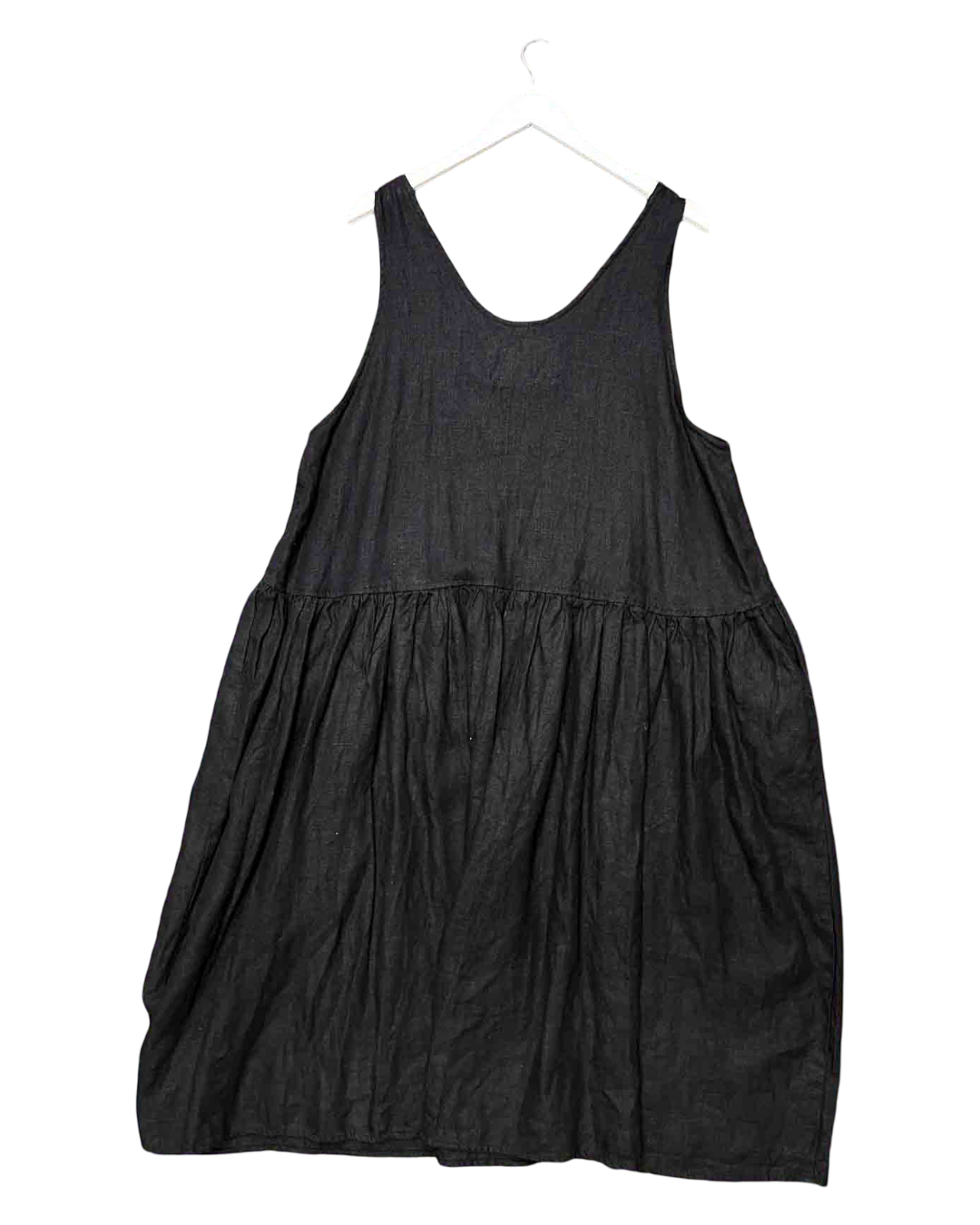 Size M/L | Not Perfect Linen Black Linen Smock Dress