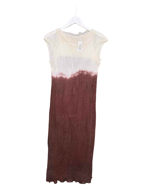 Size XS/S | Handmade Cream/Brown Ombre Midi Dress