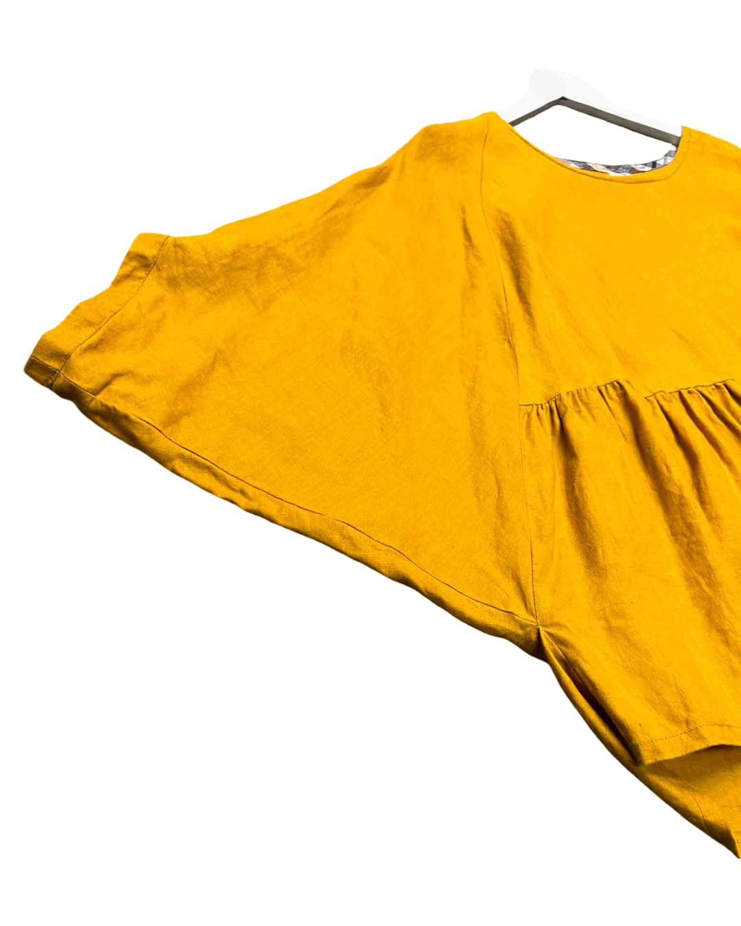 Size OS | Penelope Durston Yellow Linen Peplum Top