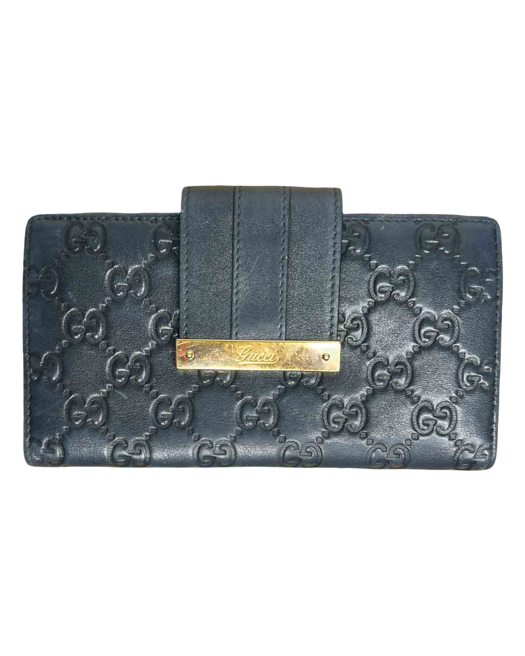 Gucci Navy Leather Monogram Wallet