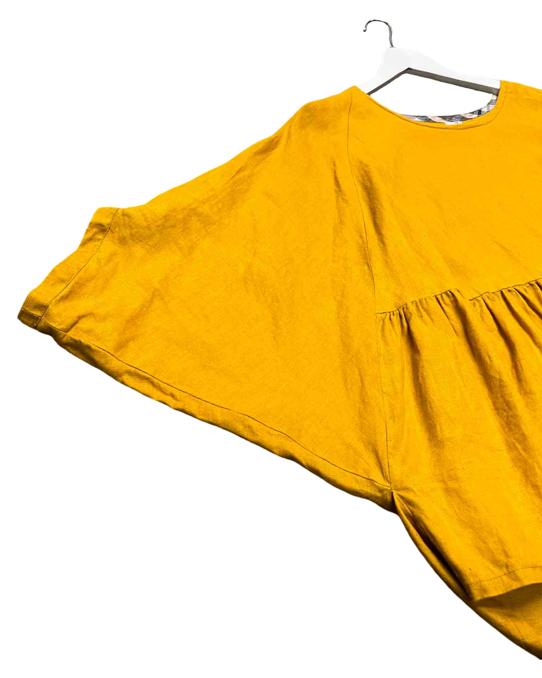 Size OS | Penelope Durston Yellow Linen Peplum Top