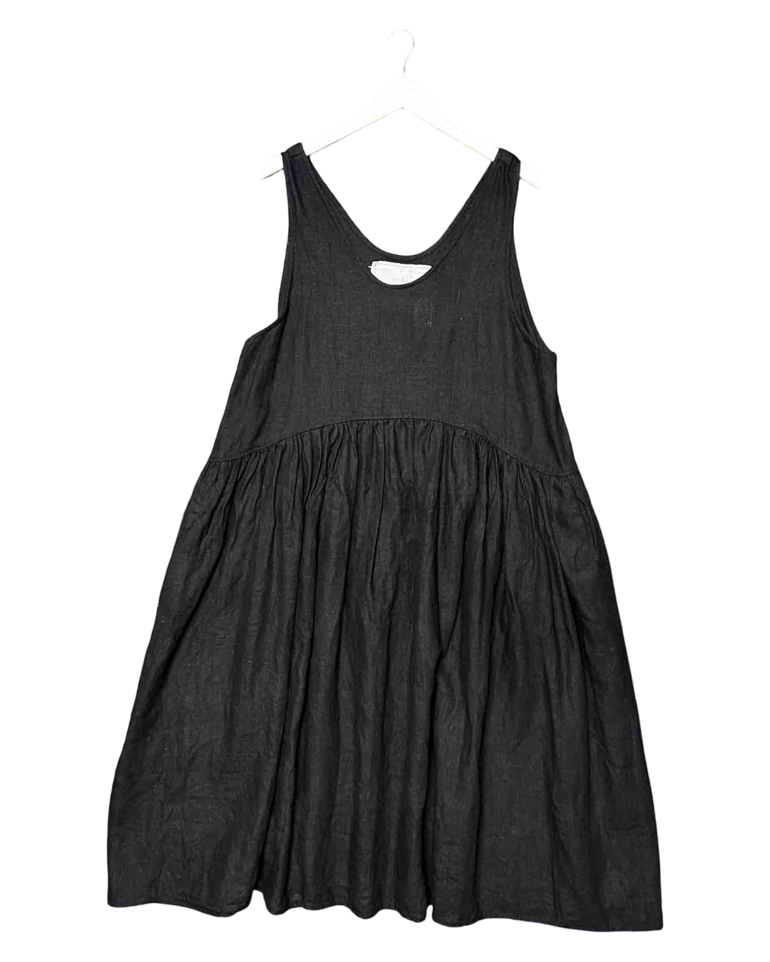 Size M/L | Not Perfect Linen Black Linen Smock Dress