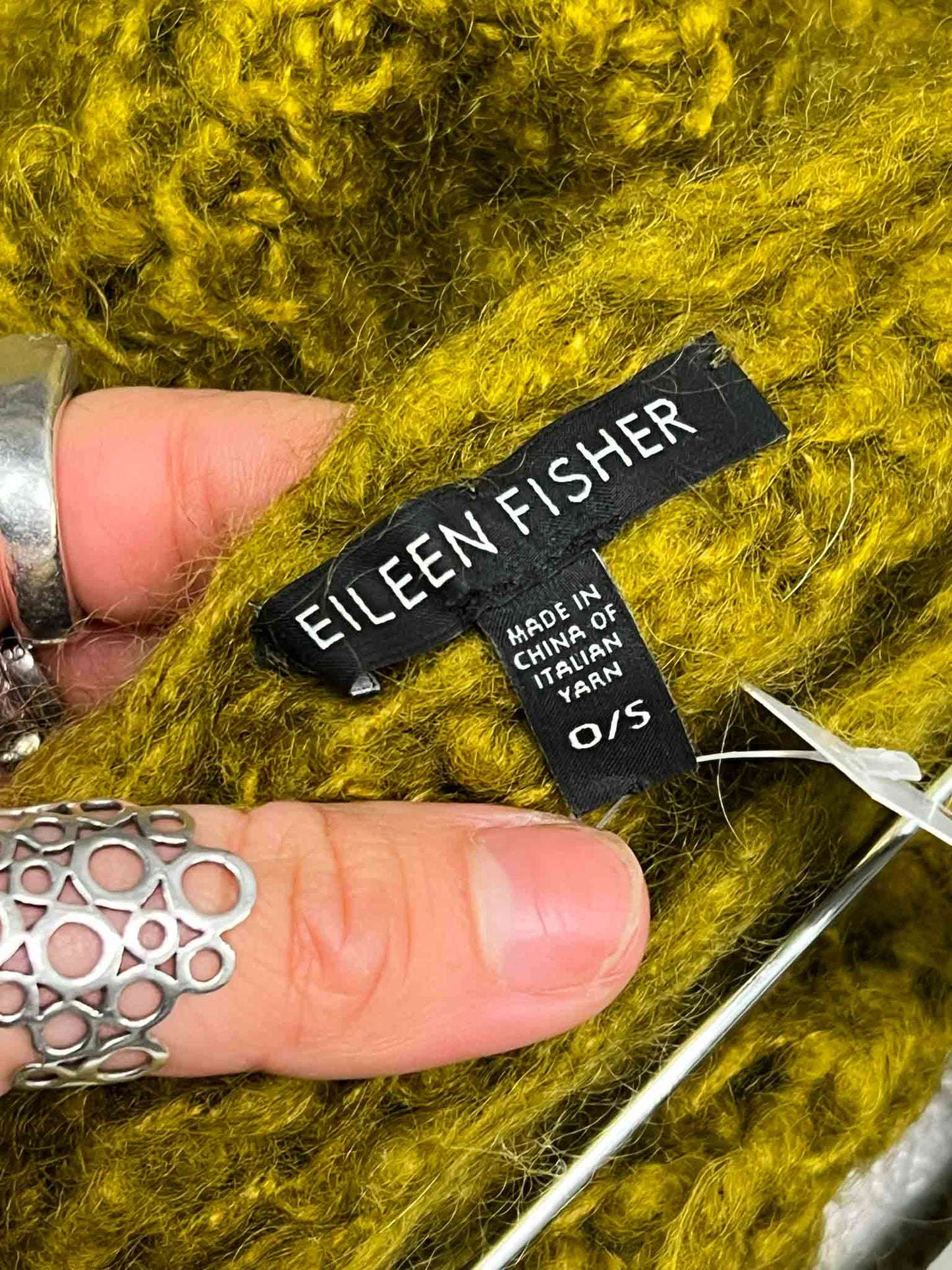 Size (OS) | Eileen Fisher Chartreuse Knitted Tube/ Cowl Scarf