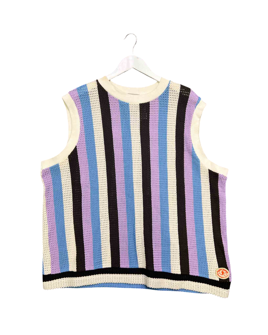 Size XL | Damson Madder Cotton Crochet Style Vest