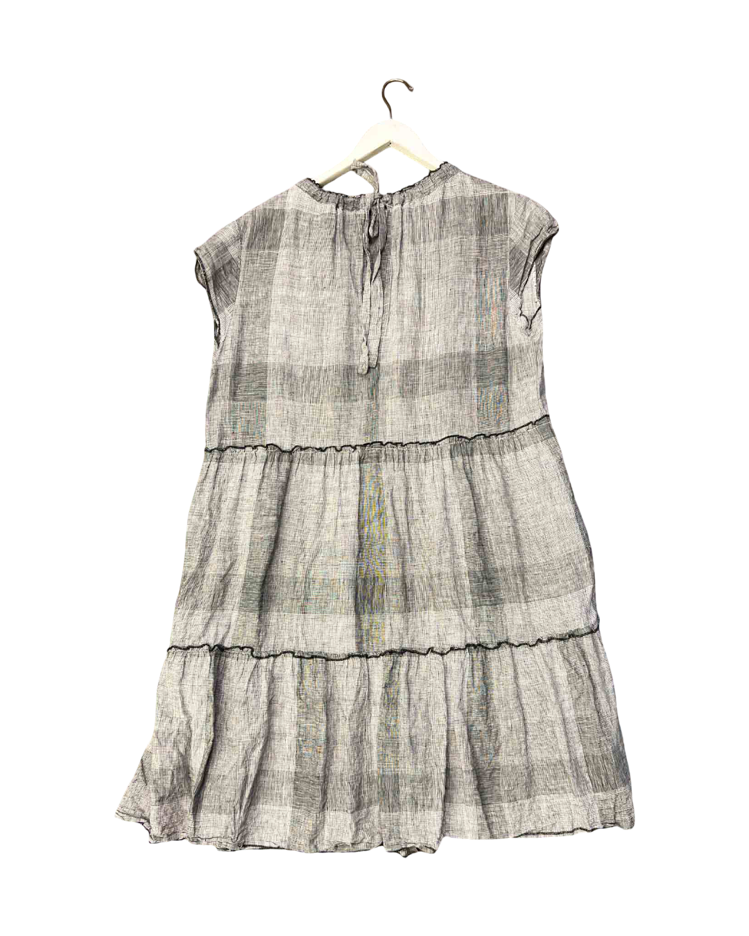 Size XL | Morrison Grey Check Linen Smock Dress