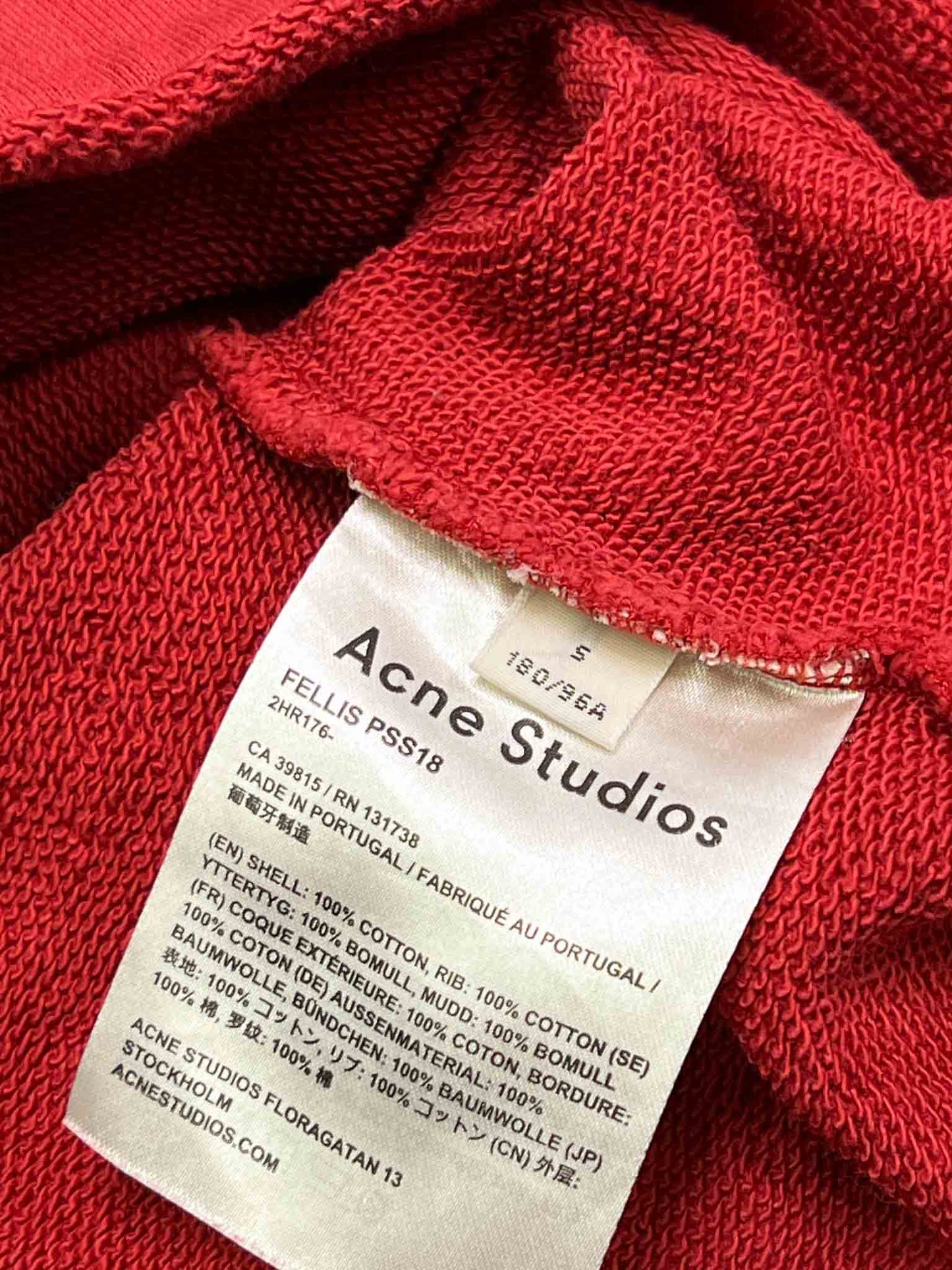 Size S | Acne Studios Red Cotton Cropped Jumper