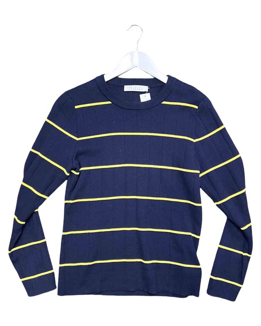 Size L (3) | Skin & Threads Navy/Yellow Striped Jumper