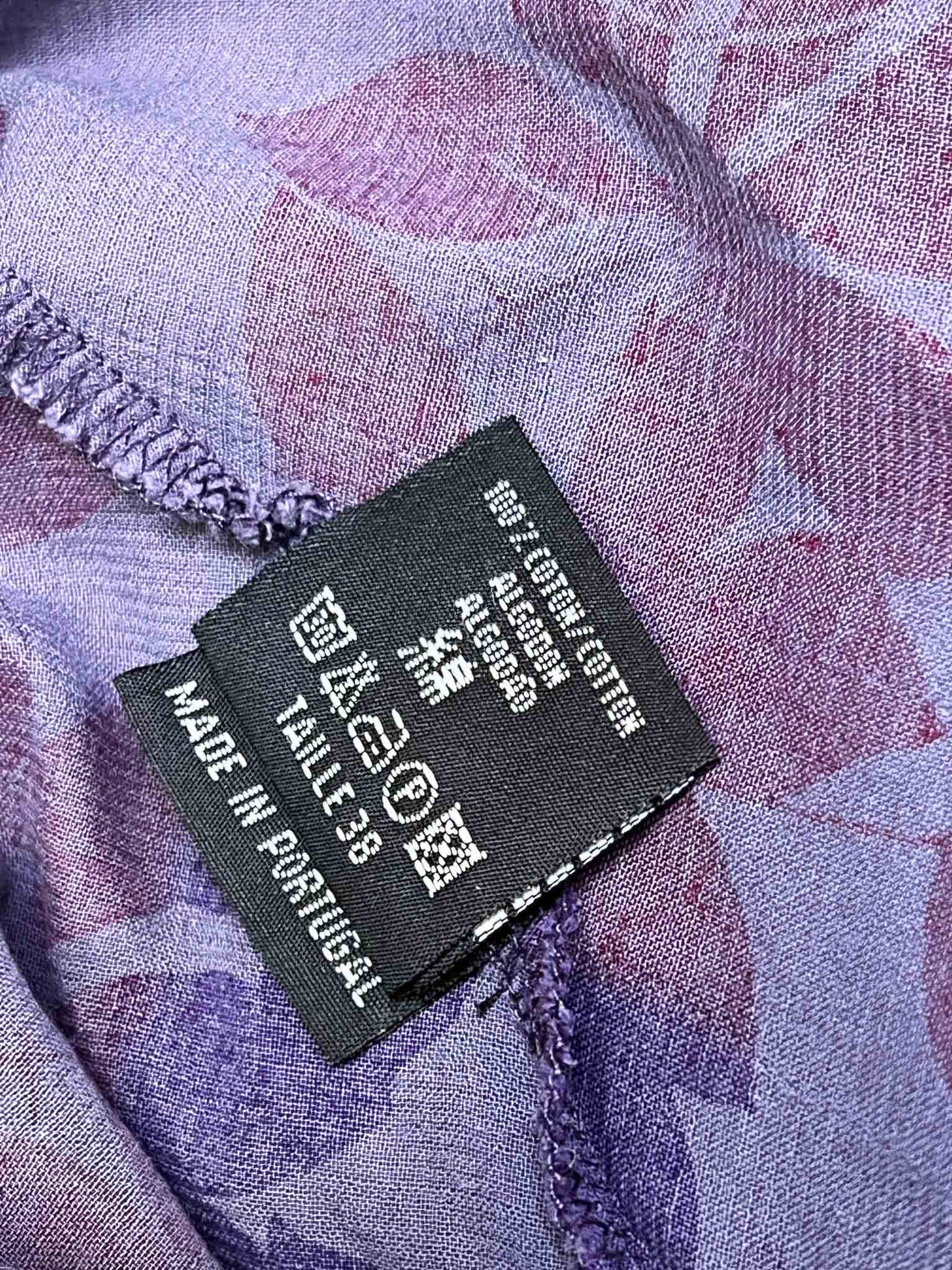 Size 38 (M) | Cop Copine Purple Cotton Lace-Up Midi Dress