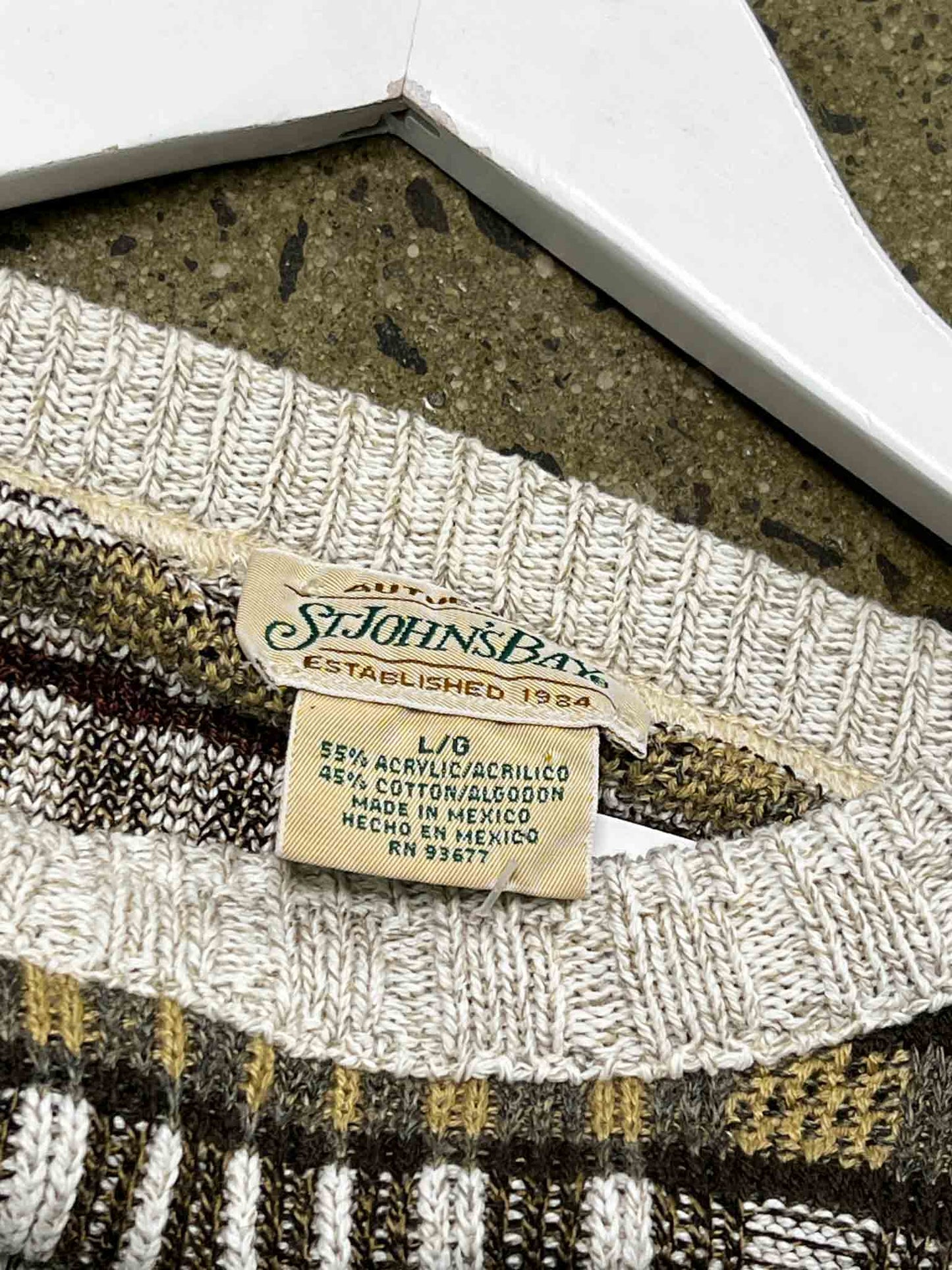 Size L | St John's Bay Cotton Blend Knitted Plaid Jumper