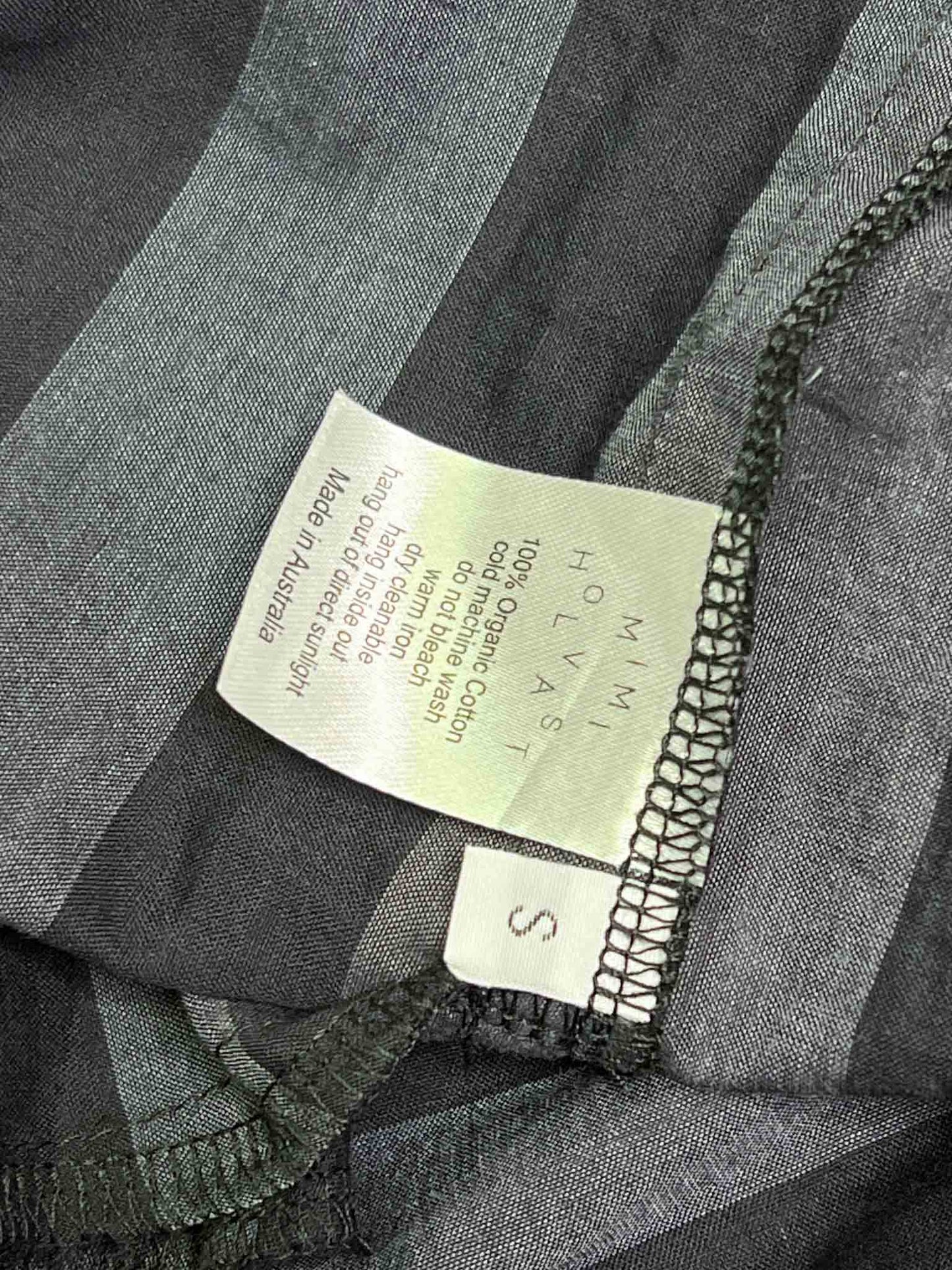 Size S | Mimi Hovlast Black/Grey Organic Cotton Striped Midi Dress