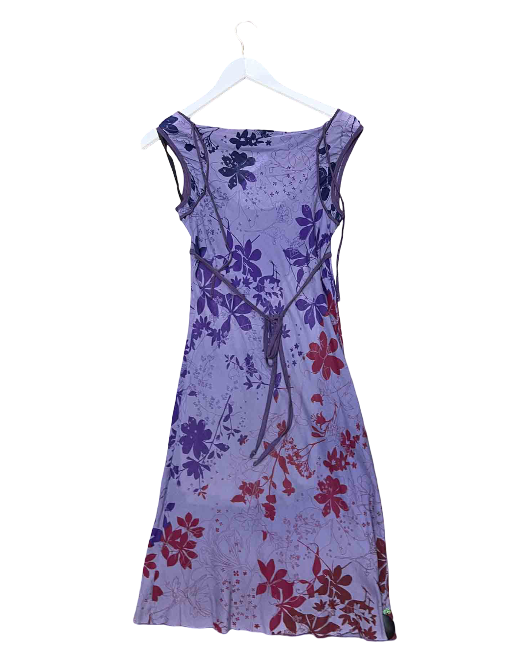 Size 38 (M) | Cop Copine Purple Cotton Lace-Up Midi Dress