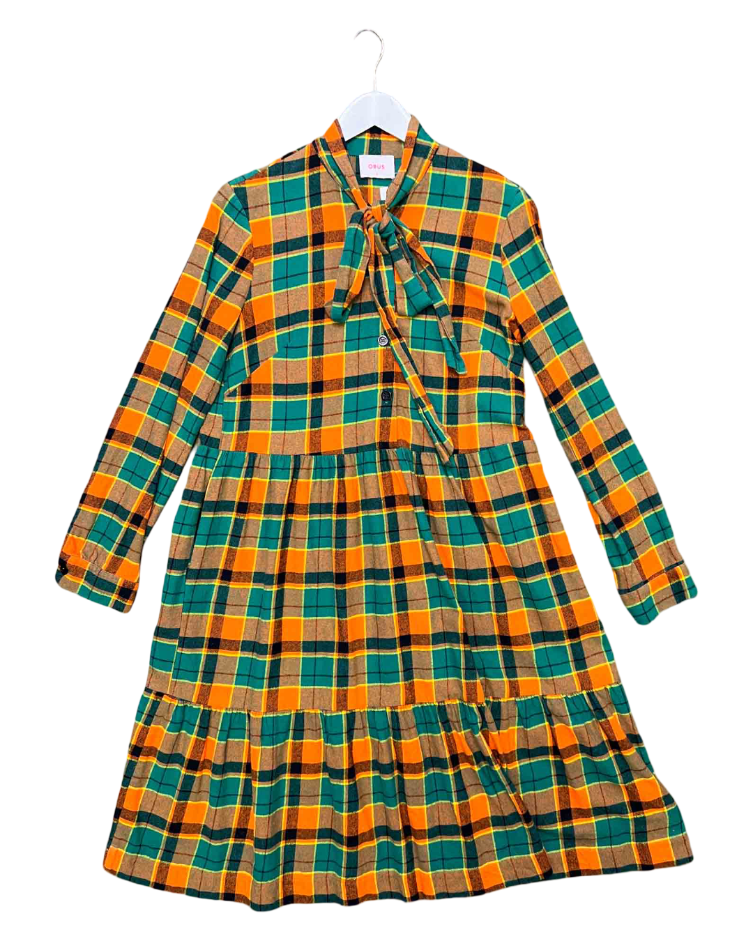 Side 8 | Obus Green/Orange Tartan Midi Dress