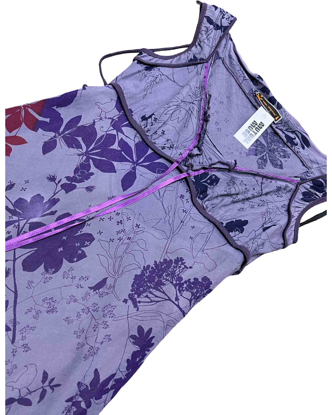 Size 38 (M) | Cop Copine Purple Cotton Lace-Up Midi Dress